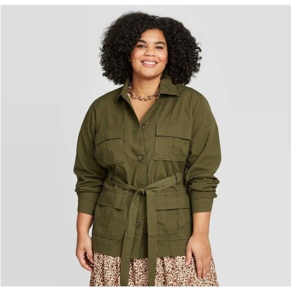 A New Day Women's Olive Green Utility Trucker Jacket- Size XL - Picture 5 of 5